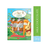 Emballage de quatre carottes en chocolat au lait