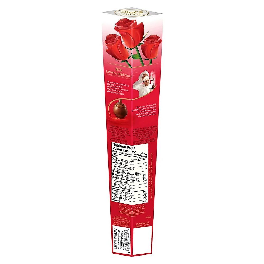 Rose à tige longue avec chocolats au lait