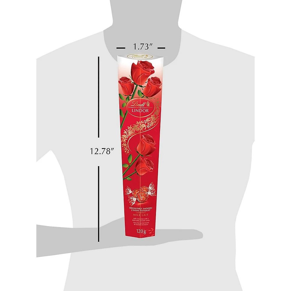 Rose à tige longue avec chocolats au lait