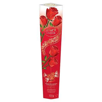 Rose à tige longue avec chocolats au lait