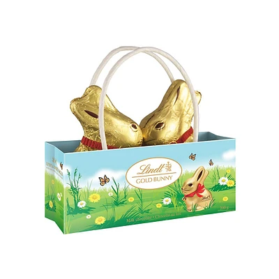 Boîte de 2 lapins en chocolat au lait Gold Bunnies se donnant un baiser
