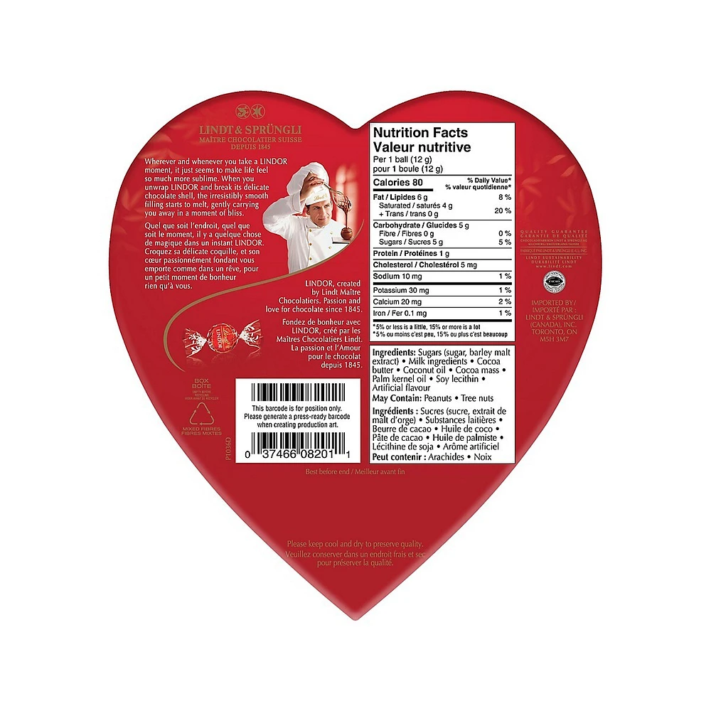 Boîte-cadeau en forme de cœur Romance avec chocolats au lait