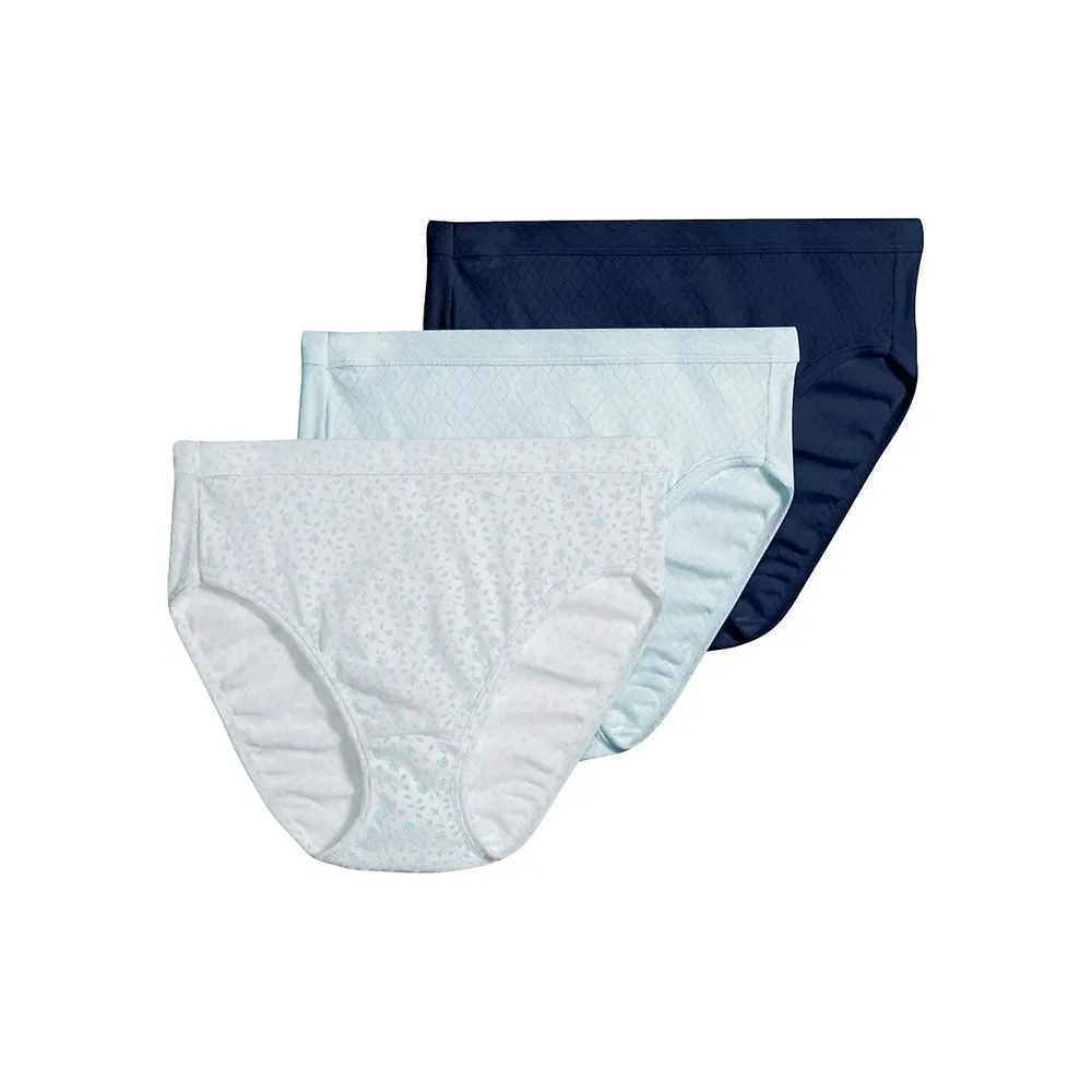 JOCKEY Women's 3-Pack Elance Cotton French Cut Breathe Brief Underwear,  Size 9 