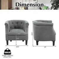 Modern Accent Chair With Ottoman Armchair Barrel Sofa Chair With Footrest Grey