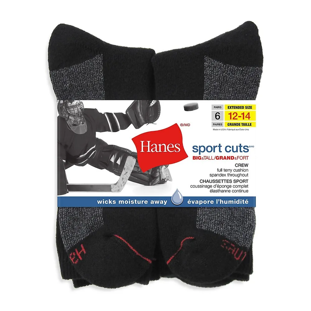 Men's Big & Tall Hanes Premium Performance Cushioned Low Cut Socks 6pk -  Black 12-14