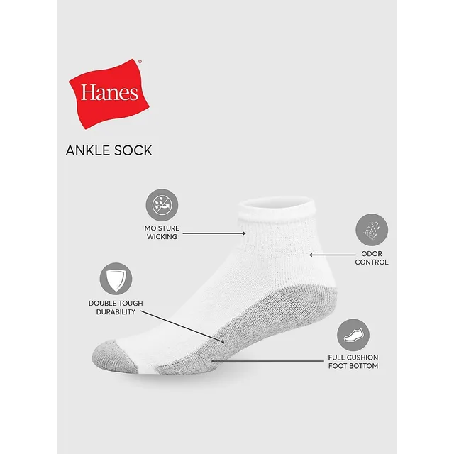 Hanes Men's 6-Pair Sport Cuts Terry Cushion Ankle Socks Pakc
