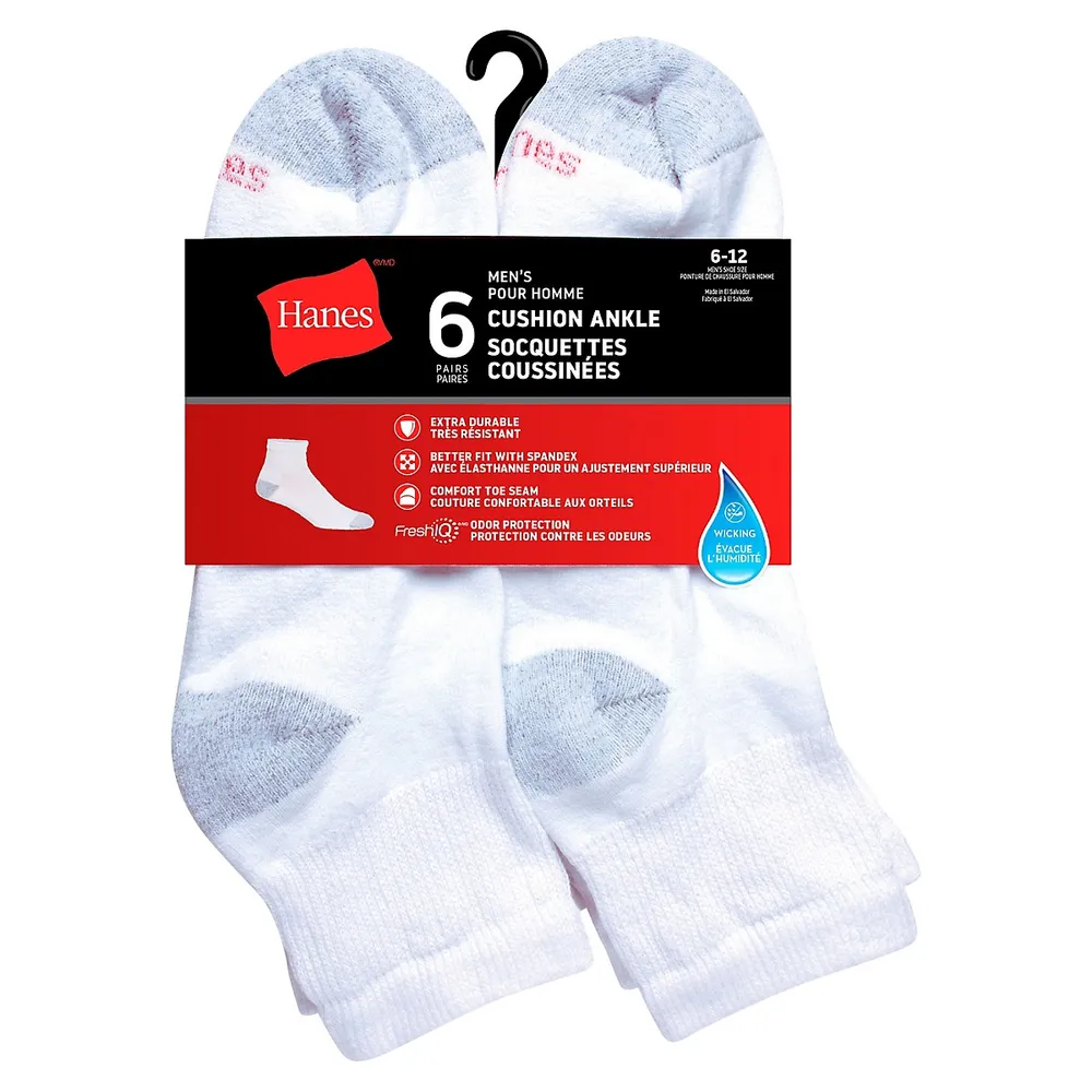 Men's Red Label 6-Pair FreshIQ Ankle-Length Socks Set