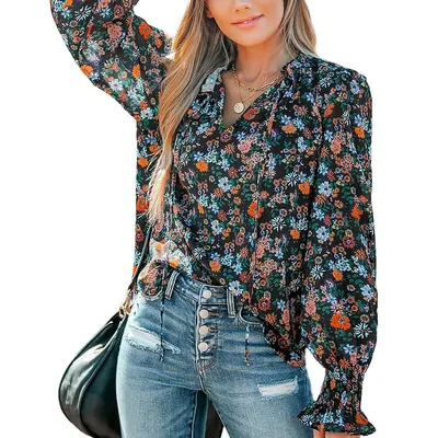 Women's Ditsy Floral Print Smocked Top