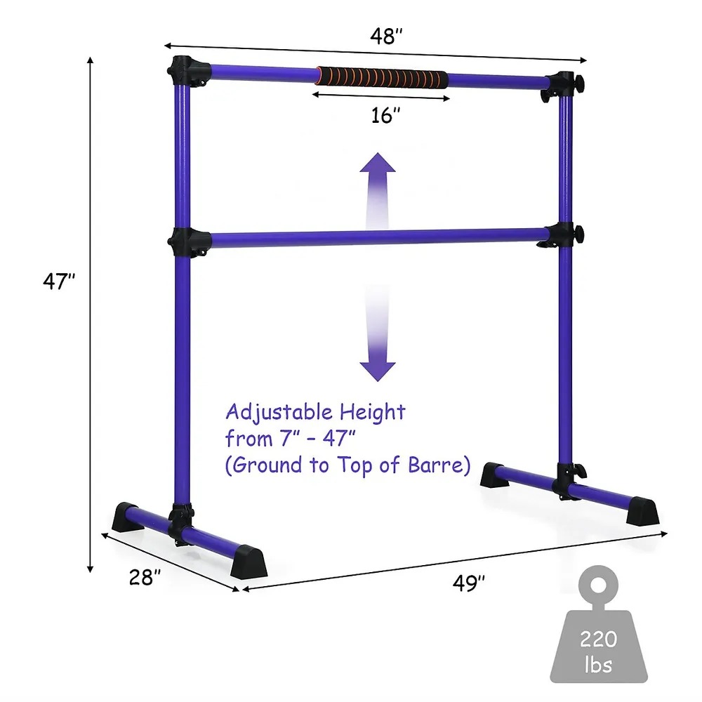 Goplus 4FT Portable Double Freestanding Ballet Barre Dancing Stretching  Black