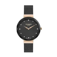 Ladies Lc07237.450 2 Hand Rose Gold Watch With A Black Mesh Band And A Black Dial