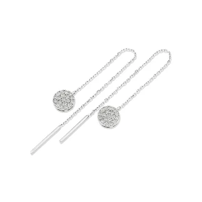 0.33 Carat Tw Round Diamond Cluster Threader Earrings In 10kt White Gold