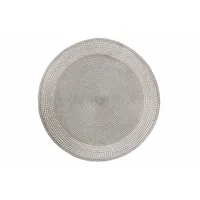 Vinyl Round Placemat With Border (silver) - Set Of 12