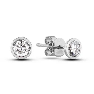 10k White Gold 0.56 Cttw Canadian Diamond Solitaire Stud Earrings