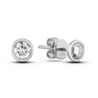 10k White Gold 0.56 Cttw Canadian Diamond Solitaire Stud Earrings