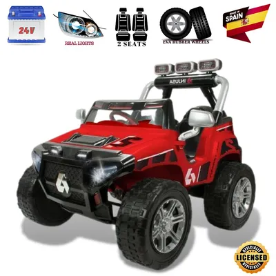 Licensed & Certified INJUSA Special Edition Progressive Lifted 24V 2-Seater Kids' Ride-on Monster Truck w/ Rubber Wheels