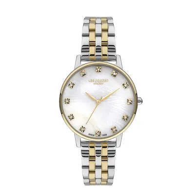 Ladies Lc07402.220 3 Hand Silver Watch With A Two Tone Metal Band And A White Dial