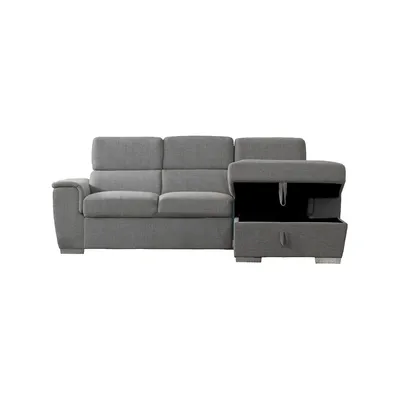 Bel Air Modular Sectional Sofa With Storage Chaise In Thora Stone