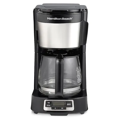 5-Cup Compact Coffee Maker With Programmable Clock & Glass Carafe 46111