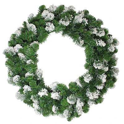 Snowy Flocked Colorado Pine Artificial Christmas Wreath, 30-inch, Unlit