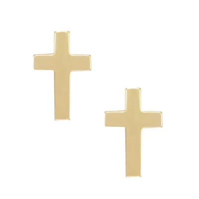 10kt Yellow Polished Cross Stud Earrings