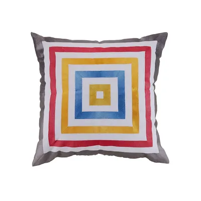 Satin Stitch Embroidered Square Decorative Pillow
