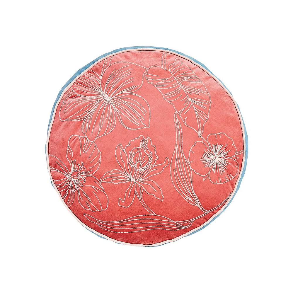 Peppermint Floral Round Decorative Pillow
