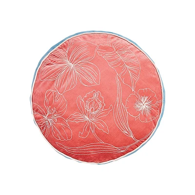 Peppermint Floral Round Decorative Pillow