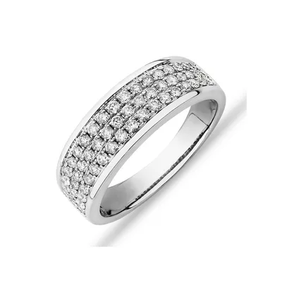 Men's Pave Ring With 0.87 Carat Tw Of Diamonds In 10kt White Gold