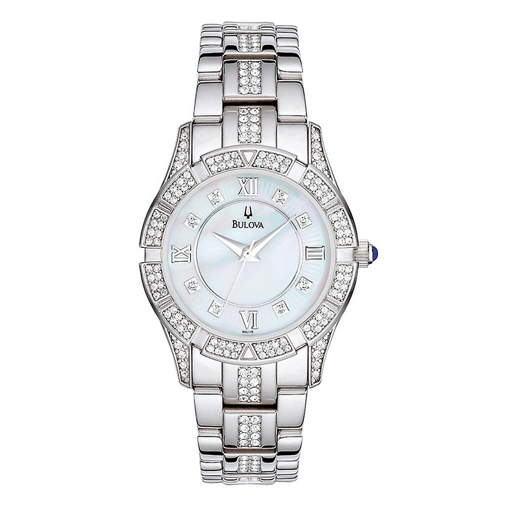 Stainless Steel & Crystal Bracelet Watch 96L116