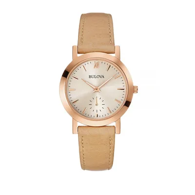 Rose-Goldtone Stainless Steel Leather Strap Watch 97L146