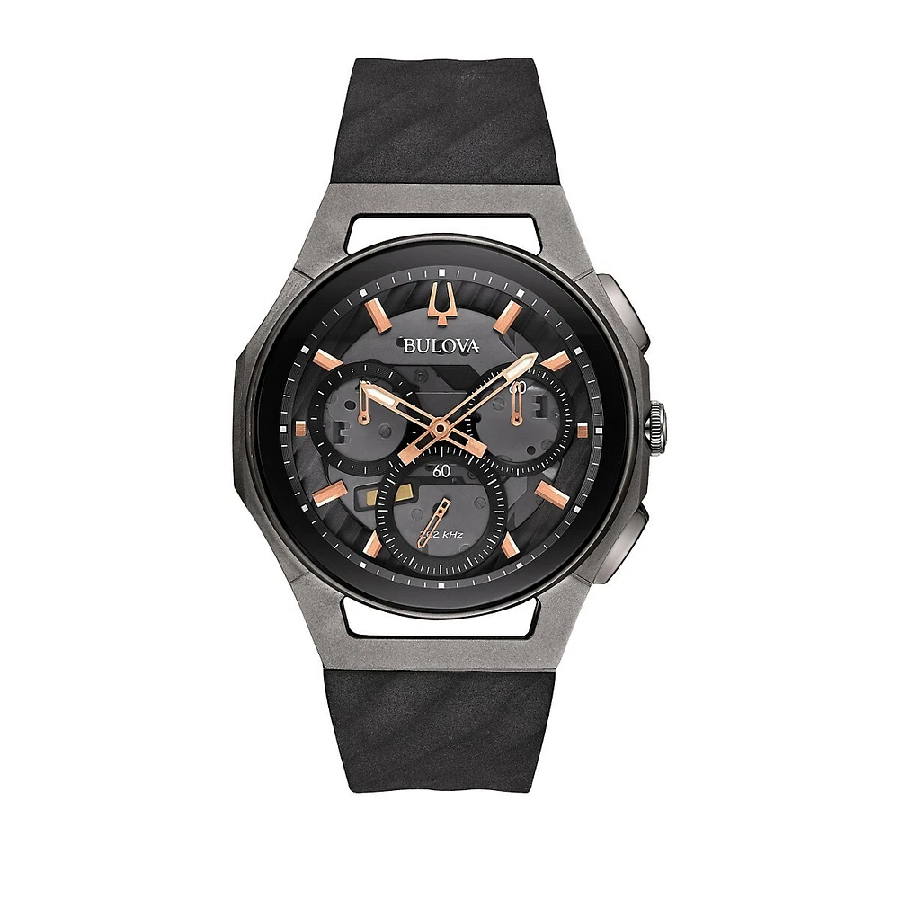 Chronograph Curv Collection Silicone and Stainless Steel Watch 98A162