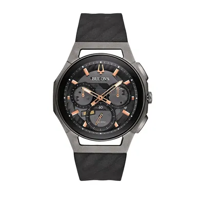 Chronograph Curv Collection Silicone and Stainless Steel Watch 98A162