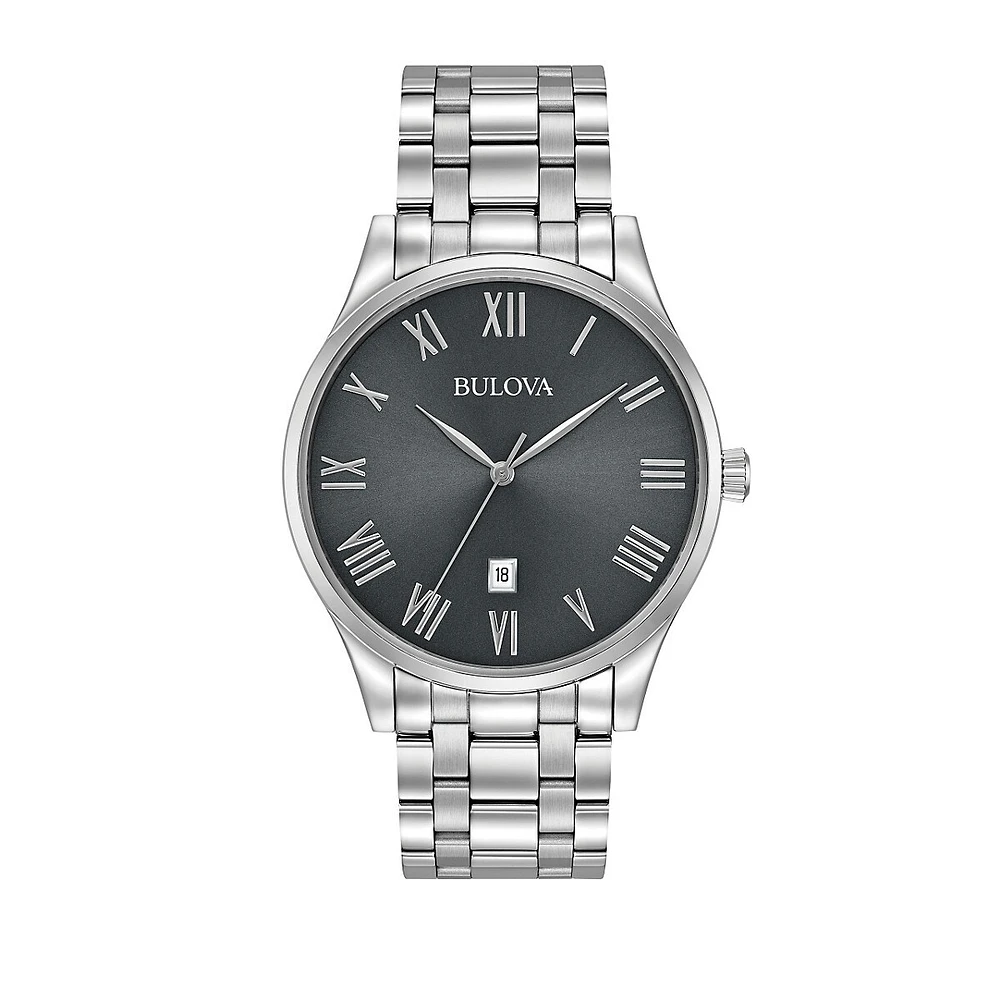 Classic Stainless Steel Analog Bracelet Watch 96B261