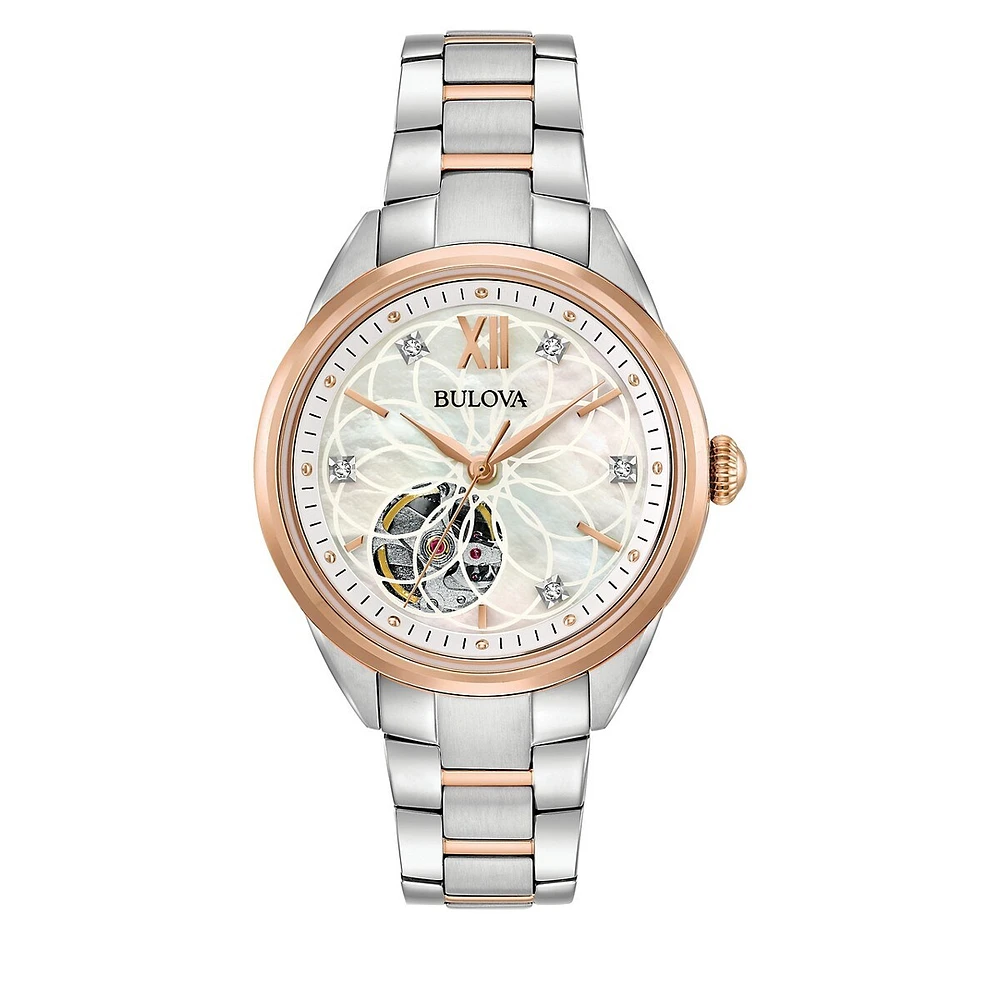 Analog Two-Tone Bracelet Watch with 0.025 CT. T.W. Diamonds 98P170