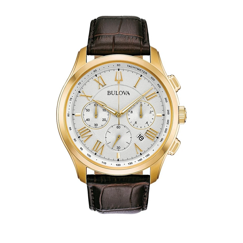 Wilton Chronograph Leather Strap Watch 97B169