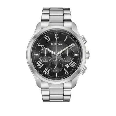 Classic Chronograph Stainless Steel Bracelet Watch 96B288