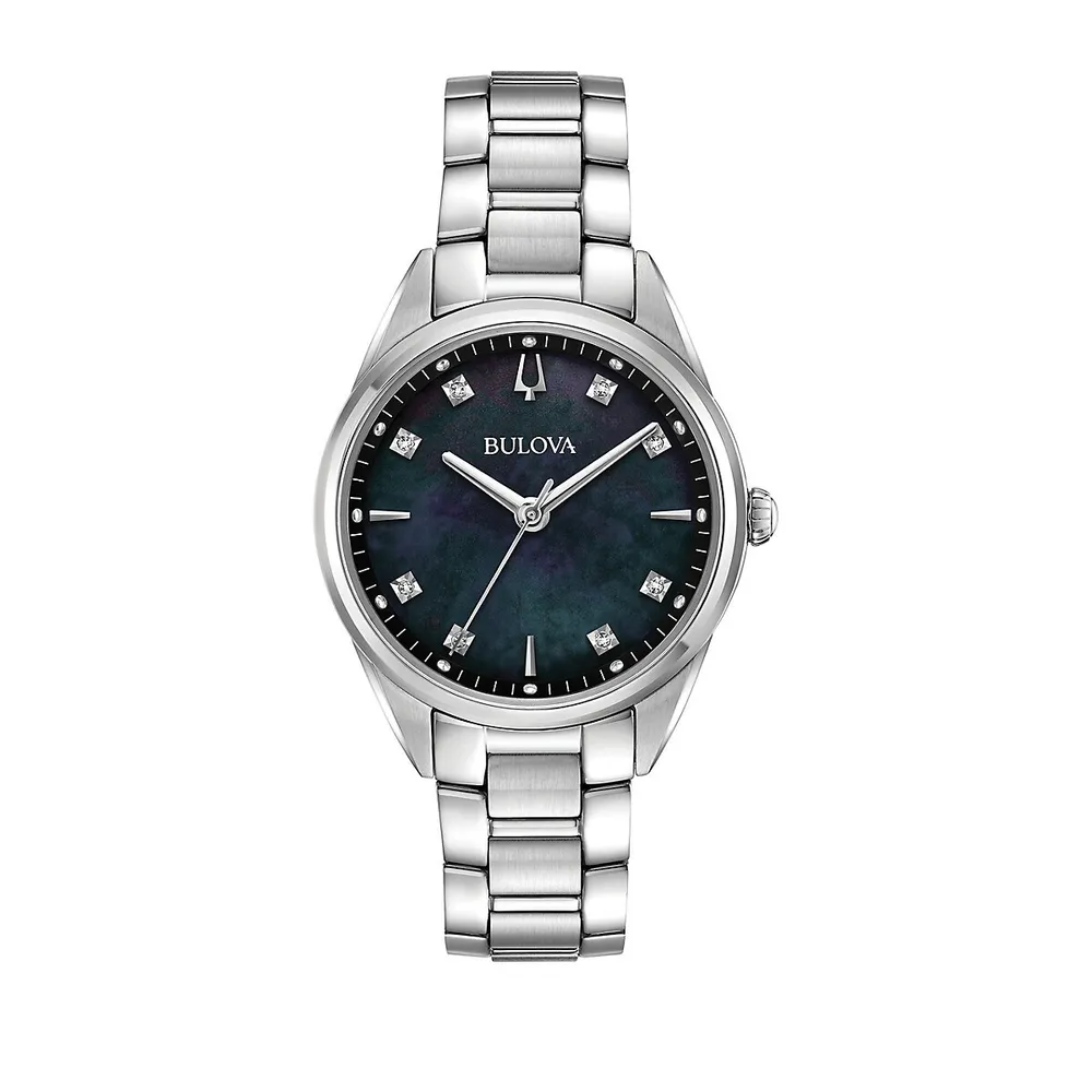 Stainless Steel & Diamond Bracelet Watch
