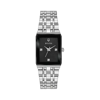 Quadra Silvertone Stainless Steel & Diamond Bracelet Watch 96P202