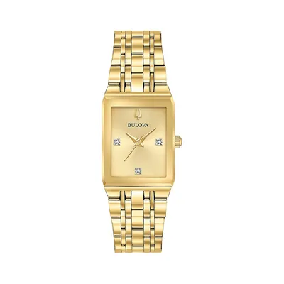 Montre analogique avec bracelet en acier inoxydable et diamants 0,01 ct PT Quadra 97P140