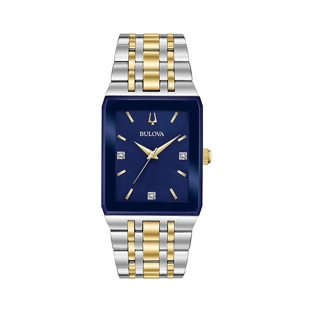 Quadra Two-Tone Stainless Steel & Diamond Bracelet Watch 98D154