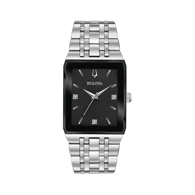 Quadra Silvertone Stainless Steel & Diamond Bracelet Watch 96D145