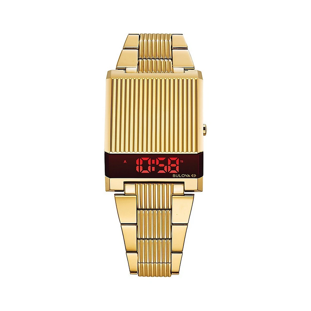 Goldtone Digital Computron Watch 97C110