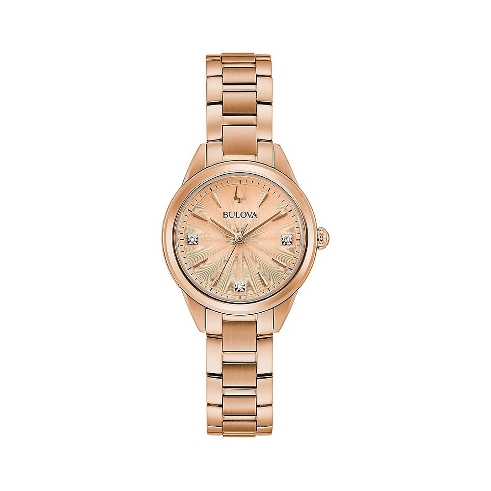 Montre-bracelet en acier inoxydable rose doré Sutton