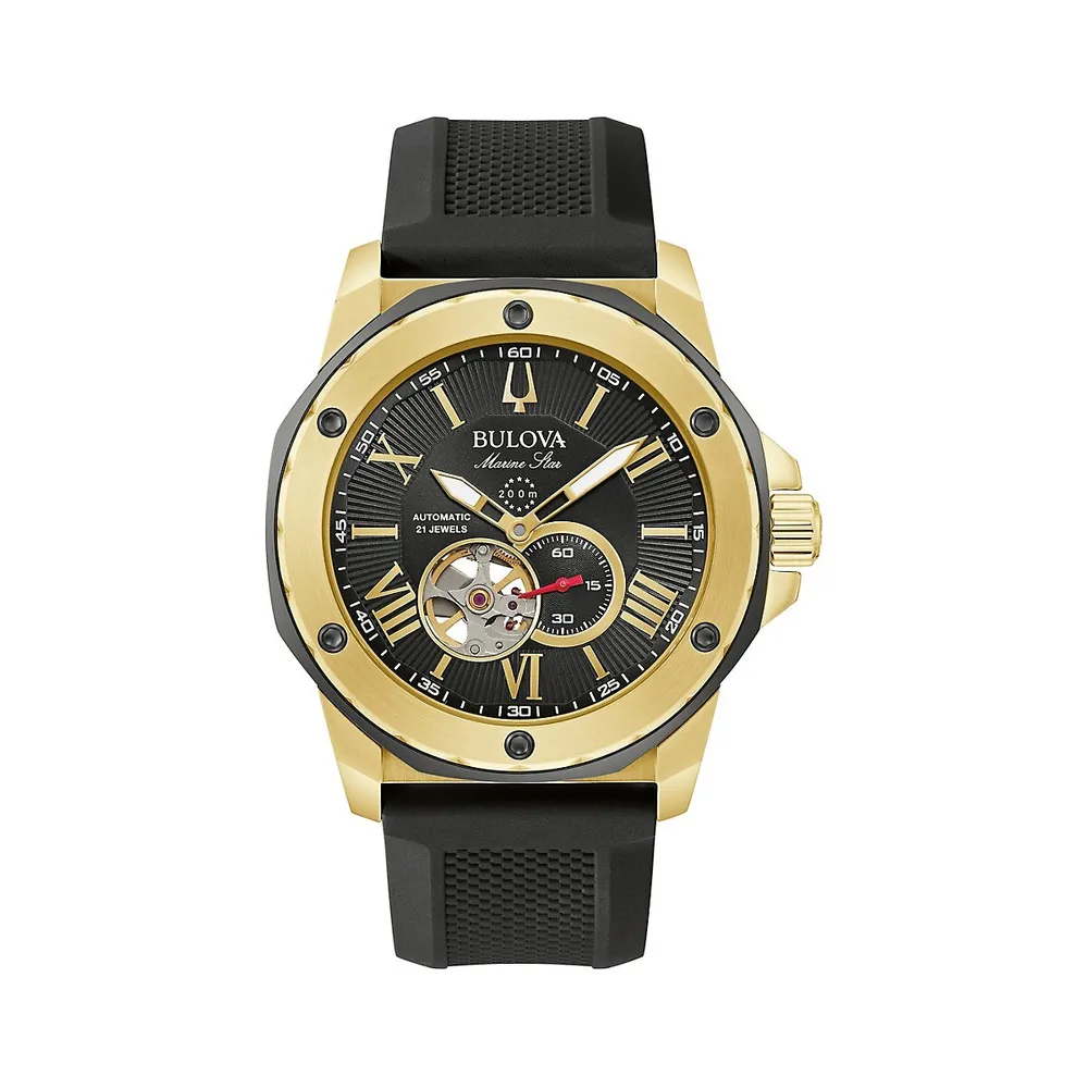 Marine Star Goldtone Stainless Steel & Silicone Strap Watch 98A272