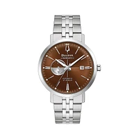 Montre-bracelet automatique en acier inoxydable avec cadran brun Aerojet, RH971N