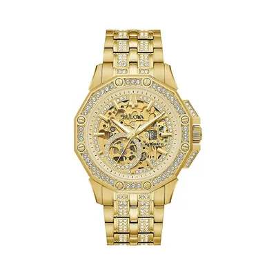 Octava Crystal Pav�� Goldplated Stainless Steel & Link Bracelet Automatic Watch 98A292