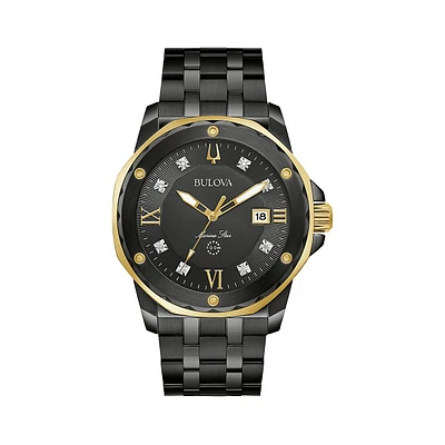 Marine Star Series A Black Ion-Plated Stainless Steel & 0.01 CT. T.W. Diamond Analog Watch 98D176