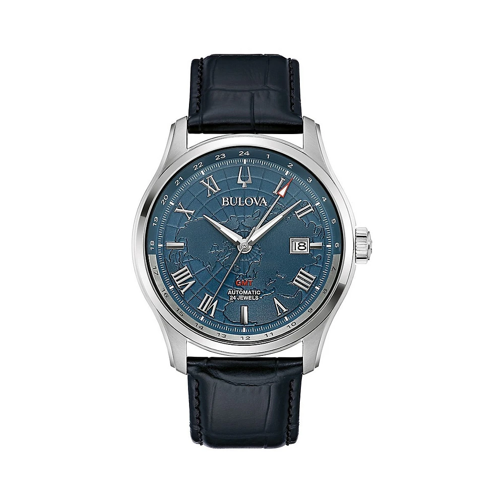 Montre Wilton en acier inoxydable avec bracelet en cuir 96B385