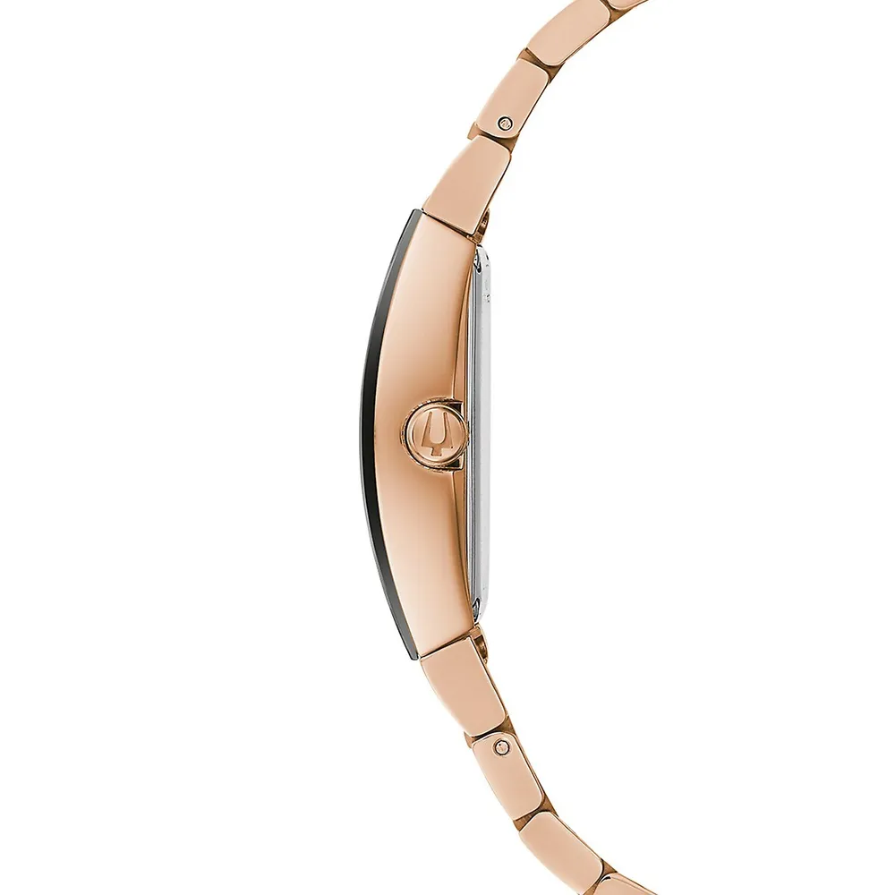 Gemini Brace Rose Goldtone Stainless Steel & 0.04 CT. T.W. Diamond Bracelet Watch 97P158