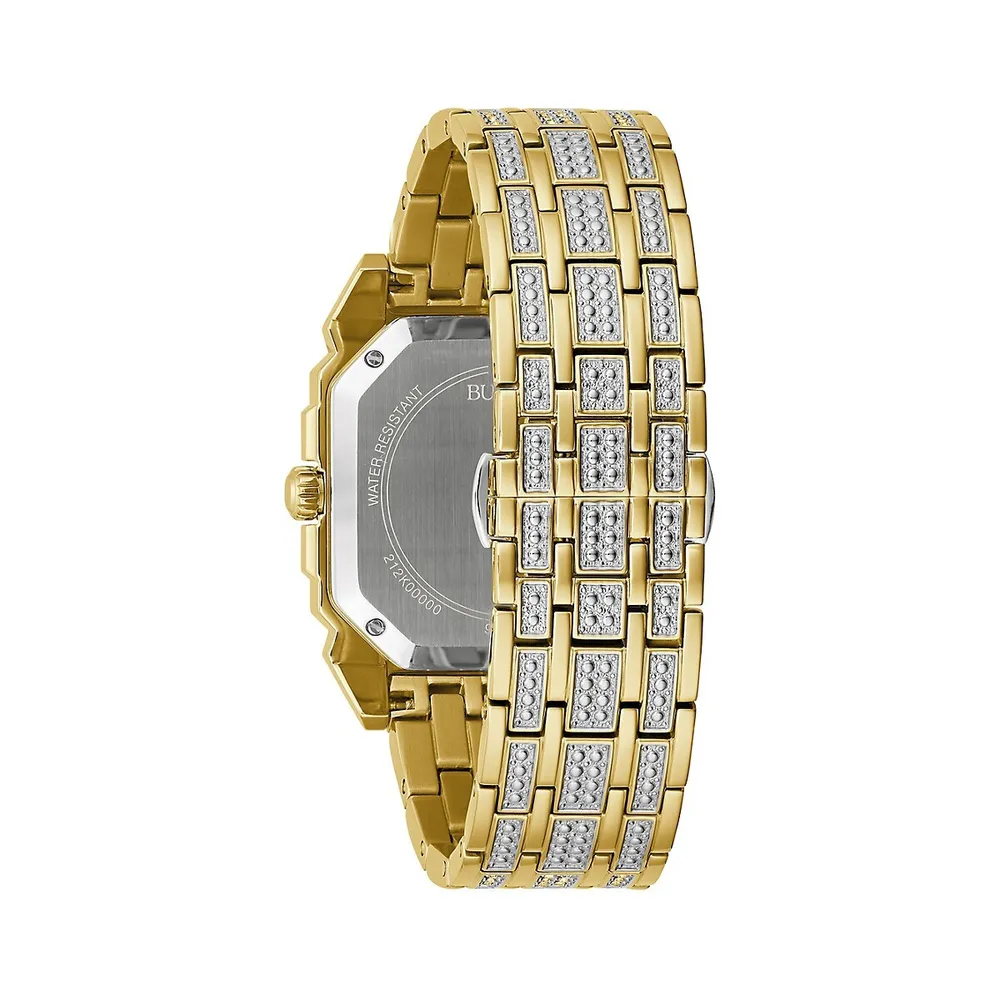 Octava Crystal Pavé Goldtone Stainless Steel Bracelet Watch 98A295